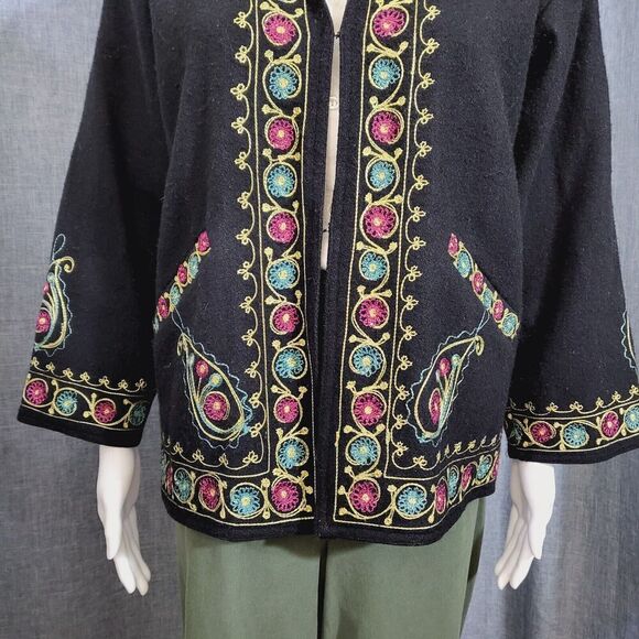Unique Vintage Wool Embroidered Jacket 90s PASSPORTS OF PIER 1 Indian Women's M - Picture 10 of 16